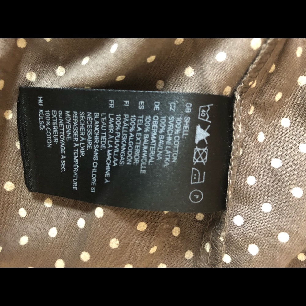 H&M Tiered Olive Brown White polkadot Dress - Picture 5 of 6